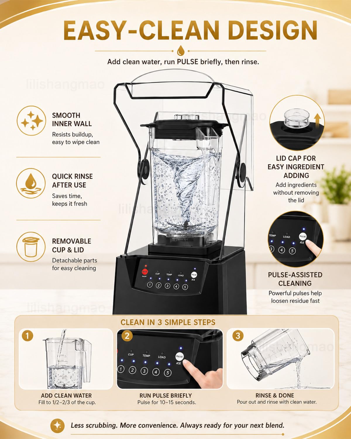Blender Gastronomiczny do Smoothie i Lodu, Profesjonalny Mikser 2200 W z Kielichem 1,8 L, 6 Ostrzami ze Stali Nierdzewnej, Osłoną Wyciszającą i 5 Programami do Kawiarni, Baru, Klubu