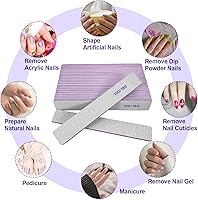 Vista 6 de Limas de uñas (paquete de 24), limas de grano 100/180 para uñas naturales y acrílicas, limas de doble cara para uñas acrílicas profesionales, lima