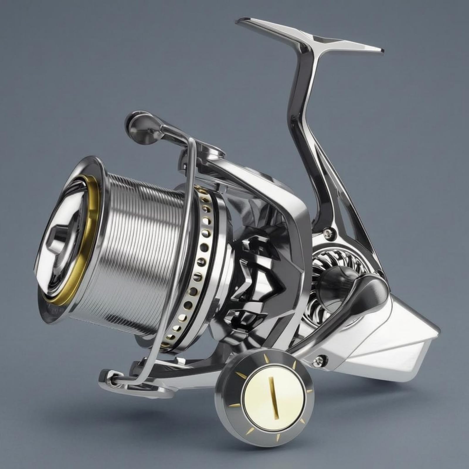 Carrete de Pesca Carrete Giratorio Carrete Metálico Carrete de con Bobina Delantera Grande y Cuerpo Mecanizado Plegable Izquierda Derecha 11+1