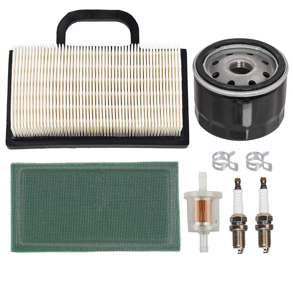 Compatible with Air Filter Pre-Filter Oil Fuel Filter Spark Plug Kit For John Deere L120 Z425 X130R X165 L118 MIU11286 GY20575 499486 499486S Lawn Mower