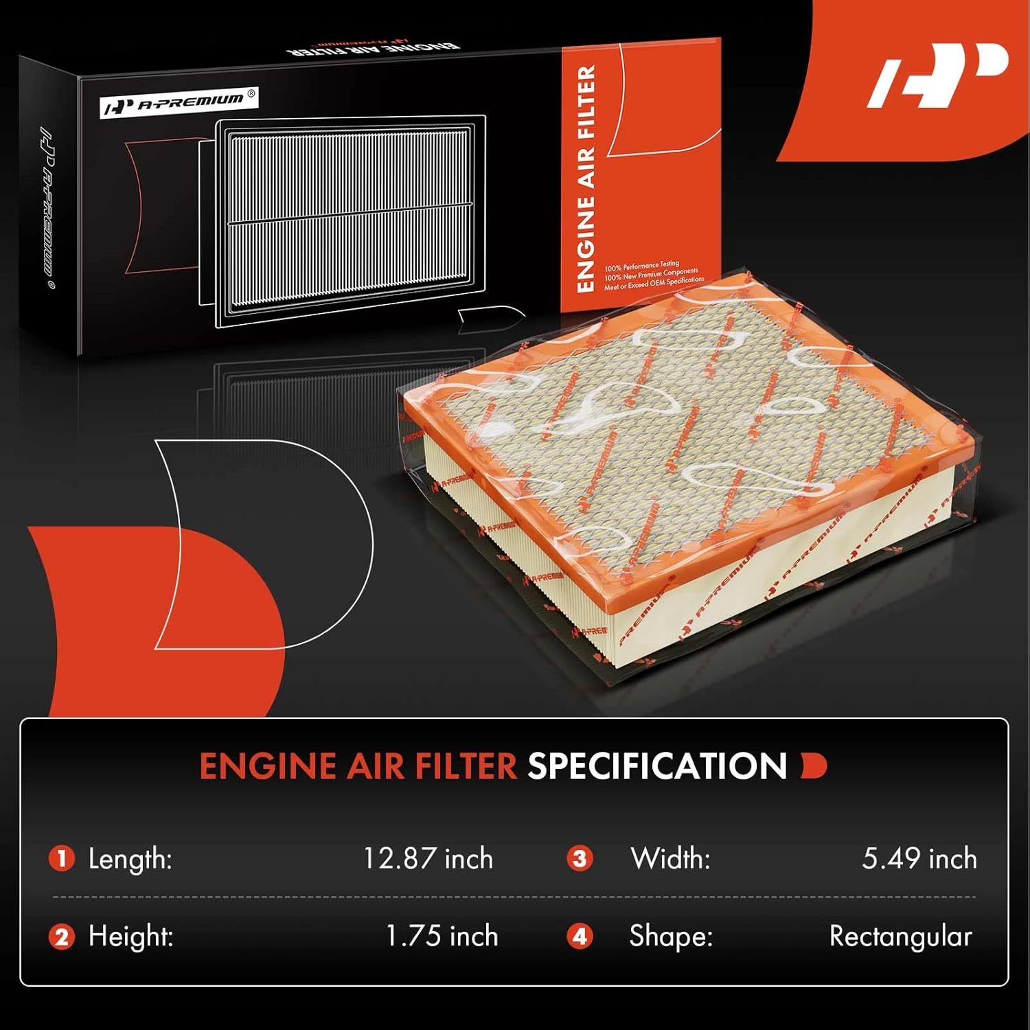 A-Premium 2-PC Engine Air Filter Compatible with Ford Escape 2005-2008 2.3L, Escape 2009-2012 2.5L & Mercury Mariner 2006-2008 2.3L, Mariner 2009-2011 2.5L, FHEV