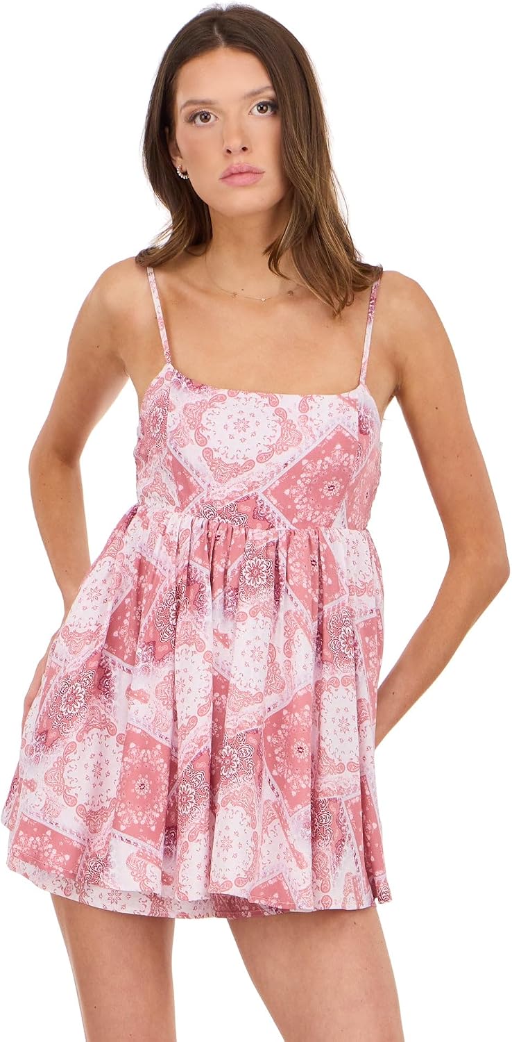 Forever 21 Women's Romper With Aop and Layered Skirt