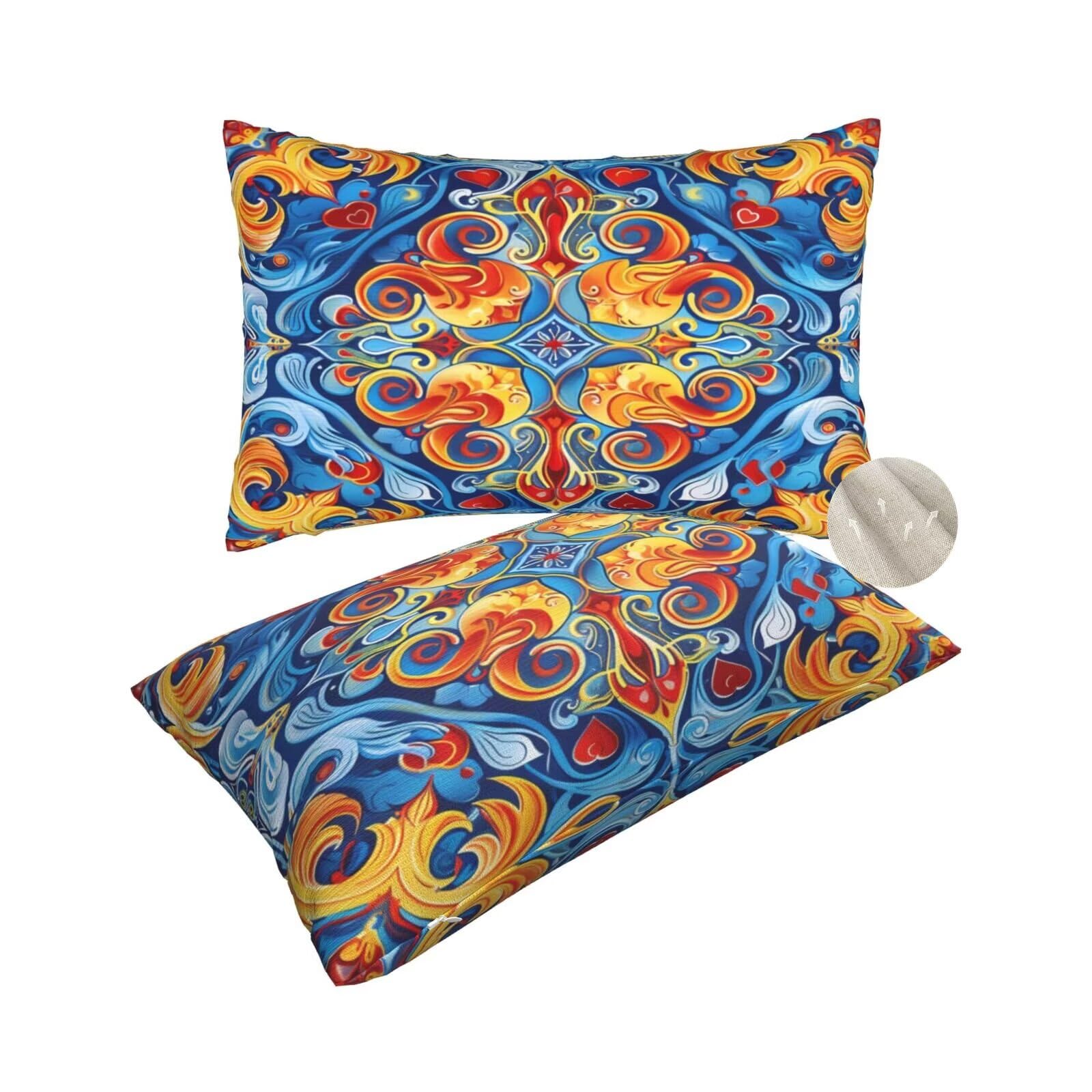 Taie oreiller rectangulaire housse coussin 60x80 mandala déco maison salon