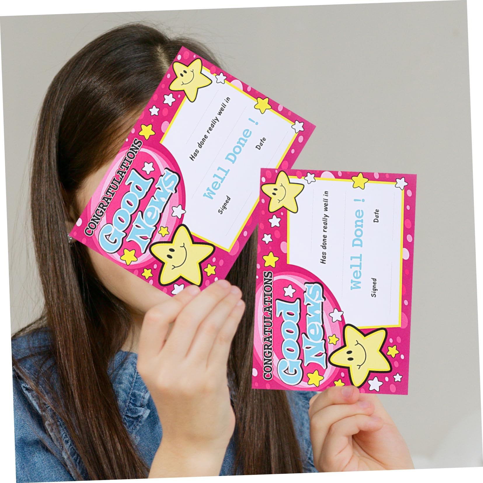 Uonlytech Hojas de Certificados de Premios y Certificados Creativos de Jardín de Infantes en Papel Grueso Púrpura 100 para Niños Ideales para Estudiantes