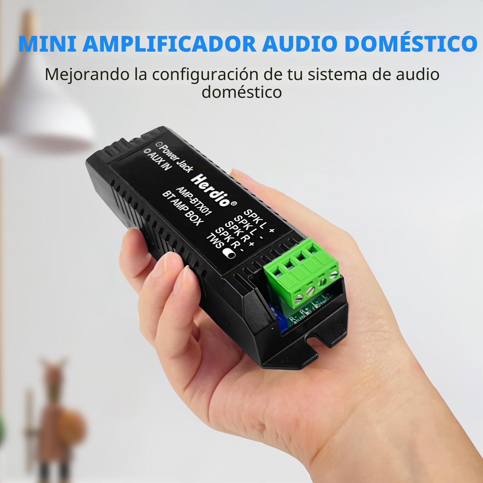 Herdio Bluetooth Home Audio Amplificador 2.0 Canales Sistema Receptor para Altavoces Pasivos con AUX TWS Adecuado para Techo Cine en Casa Marina Garaje Exterior Interior