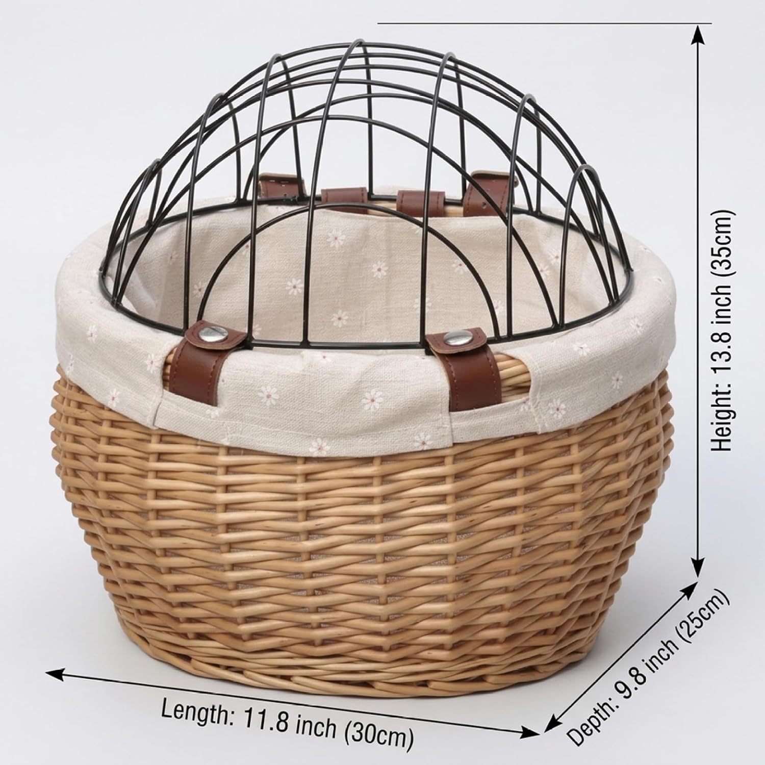 12x10x8 Inch Secure Rattan Dog Bike Basket with Cover Bike Mount Pet Carrier for Small Dogs and Cats Storage Basket Dog Secure Mount pet Carrier with Cover for Small Dogs Cats RATT