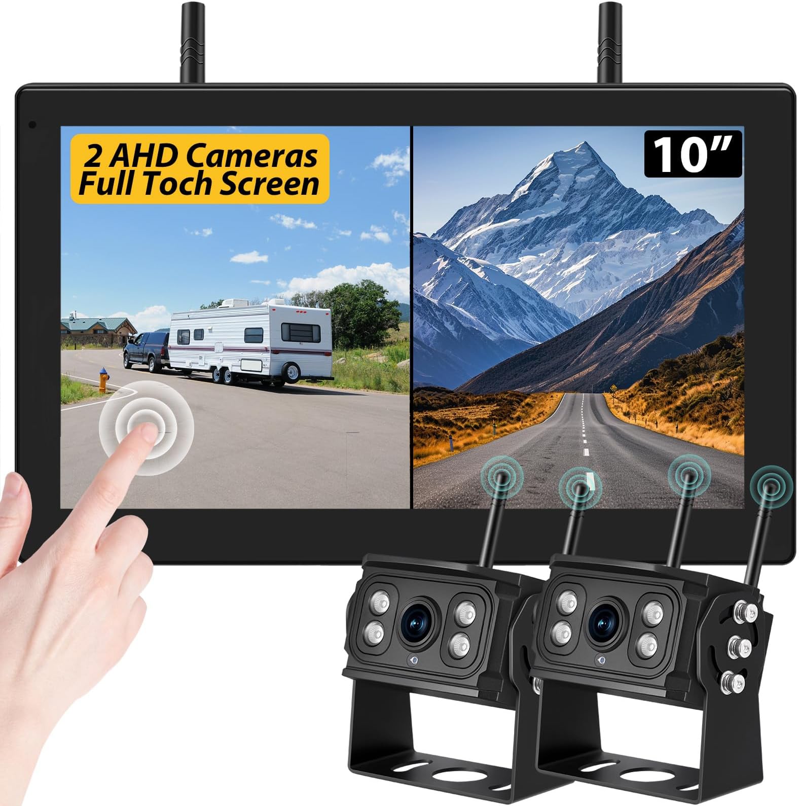 Amazon.com: 10'' RV Wireless Backup Camera, 2 HD 1080P IP69 Waterproof ...