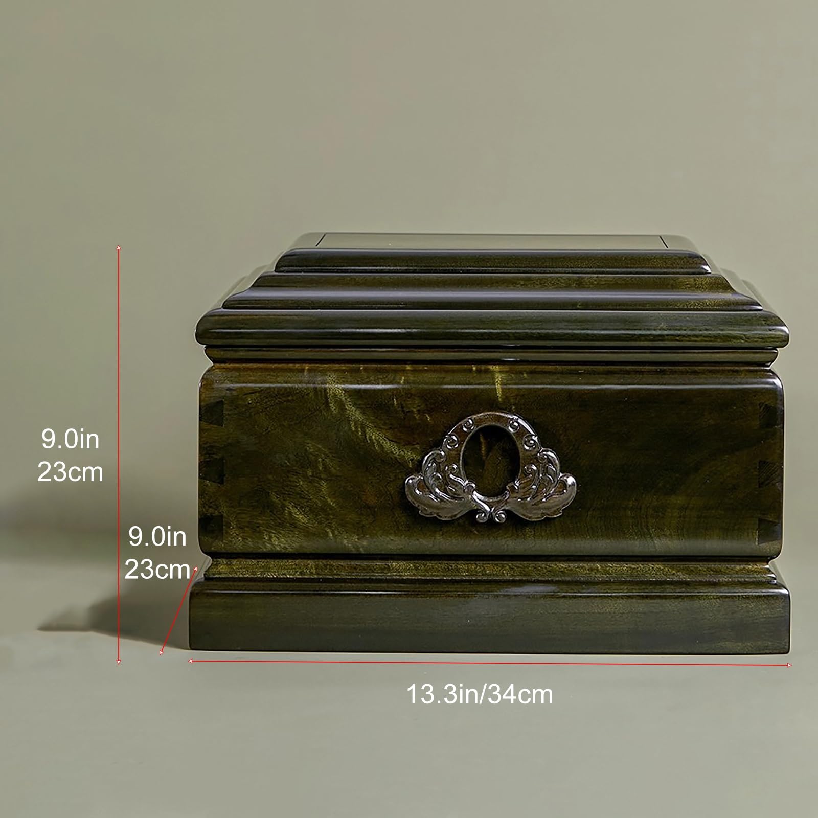 Urne Cinerarie in Legno D'ombra Golden-Thread per Ceneri Umane, Bara per Umani, Urna Funeraria Decorativa per Uomini e Donne Adulti(34cm/13.3in)