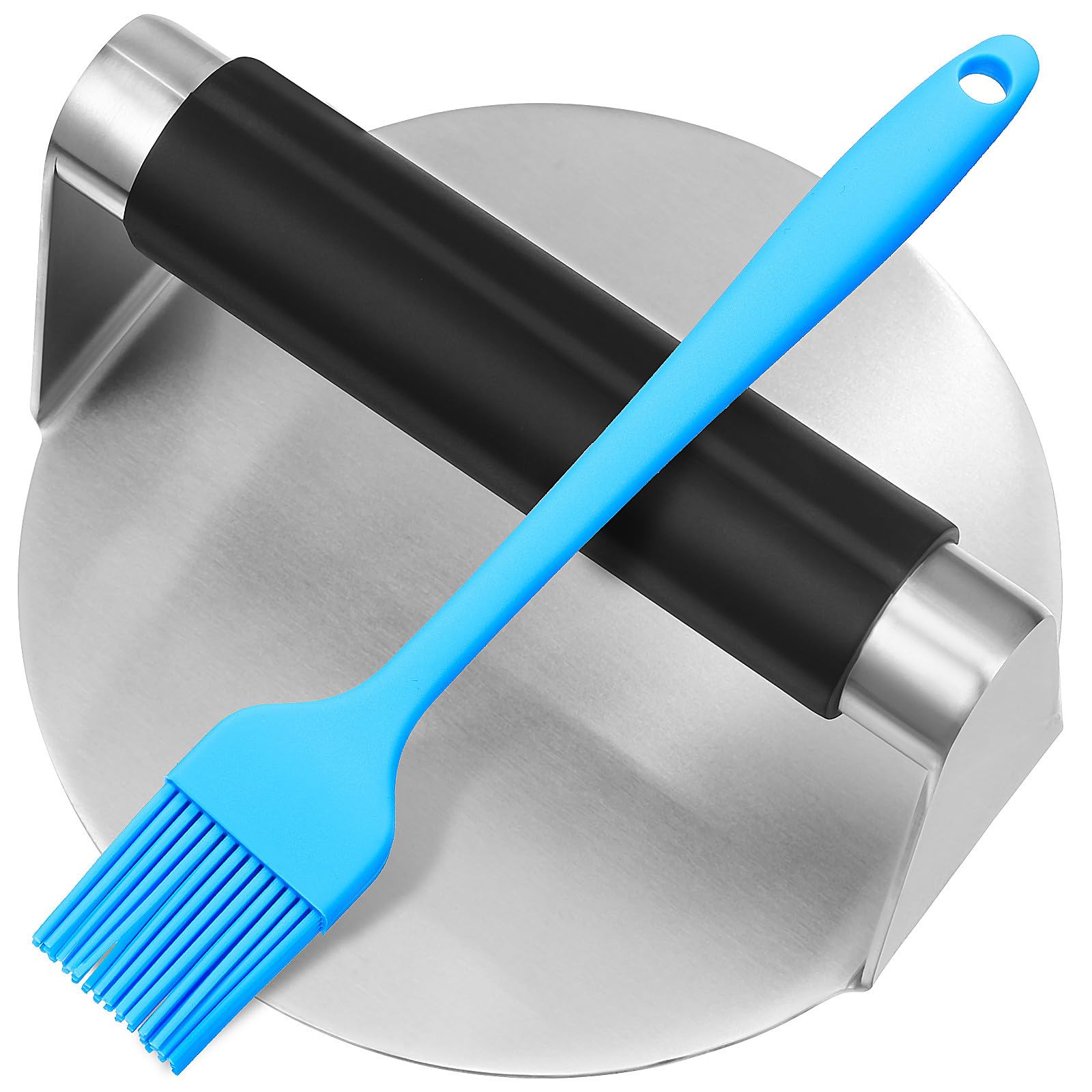 Presse à viande ronde en acier inoxydable avec brosse à badigeonner silicone noir barbecue