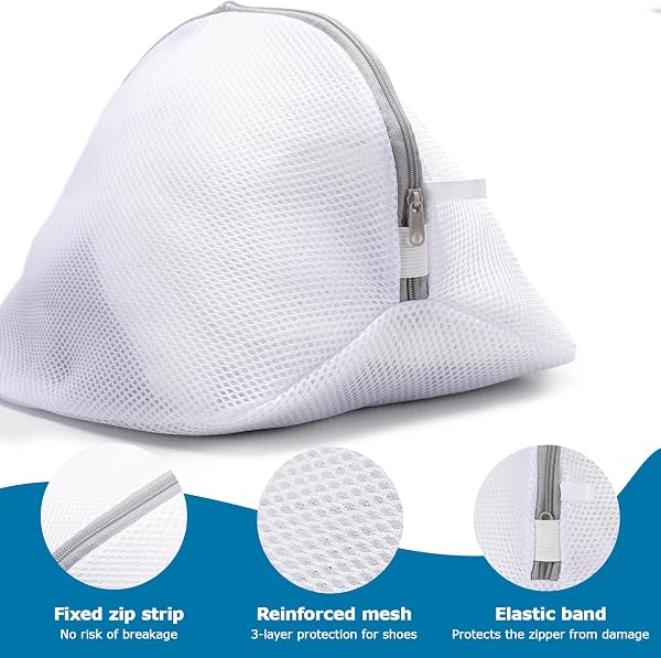 Sacchetti per Lavatrice, Set da 2, Riutilizzabili con Rete per Lavare, Zip per le Scarpe, Adatti a Calzini, Reggiseni - 2