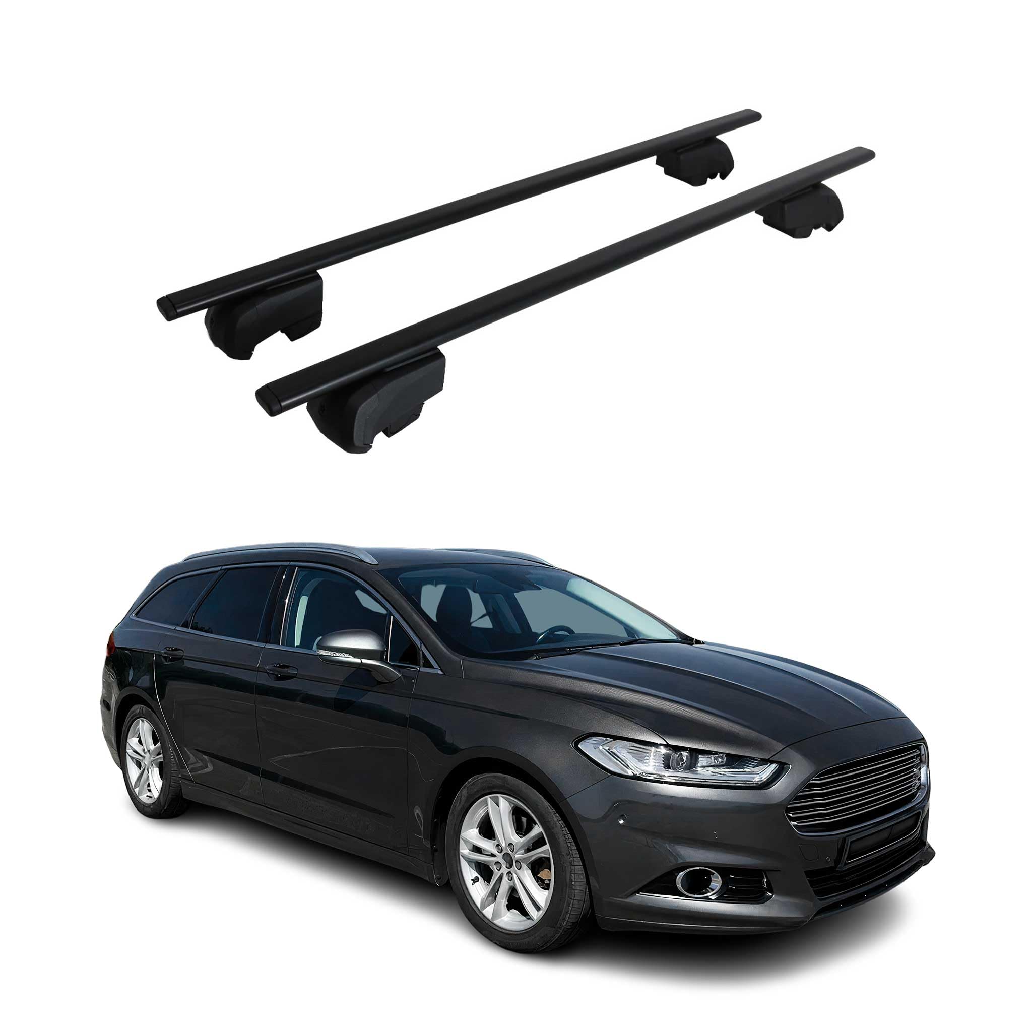 OMAC Dachträger für Ford Mondeo Kombi 2014-2022 Stahl 2 Stangen Schwarz
