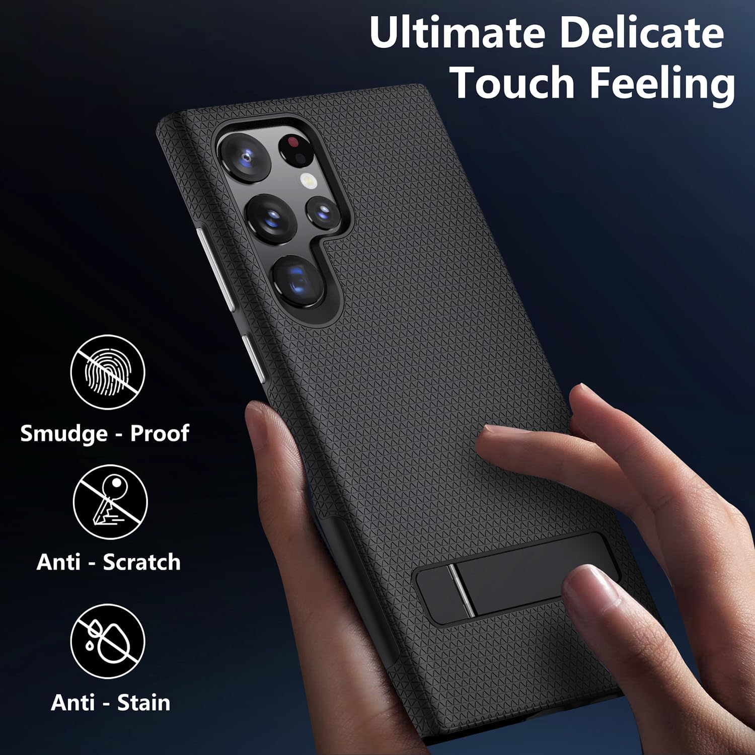 for Samsung Galaxy S24 Ultra Magnetic Case, [Fit for Magsafe] Military Grade Dual-Layer Shockproof Protective with Non Slip Textured Back, Phone Case with Kickstand for S24 Ultra (Black) - Image 5