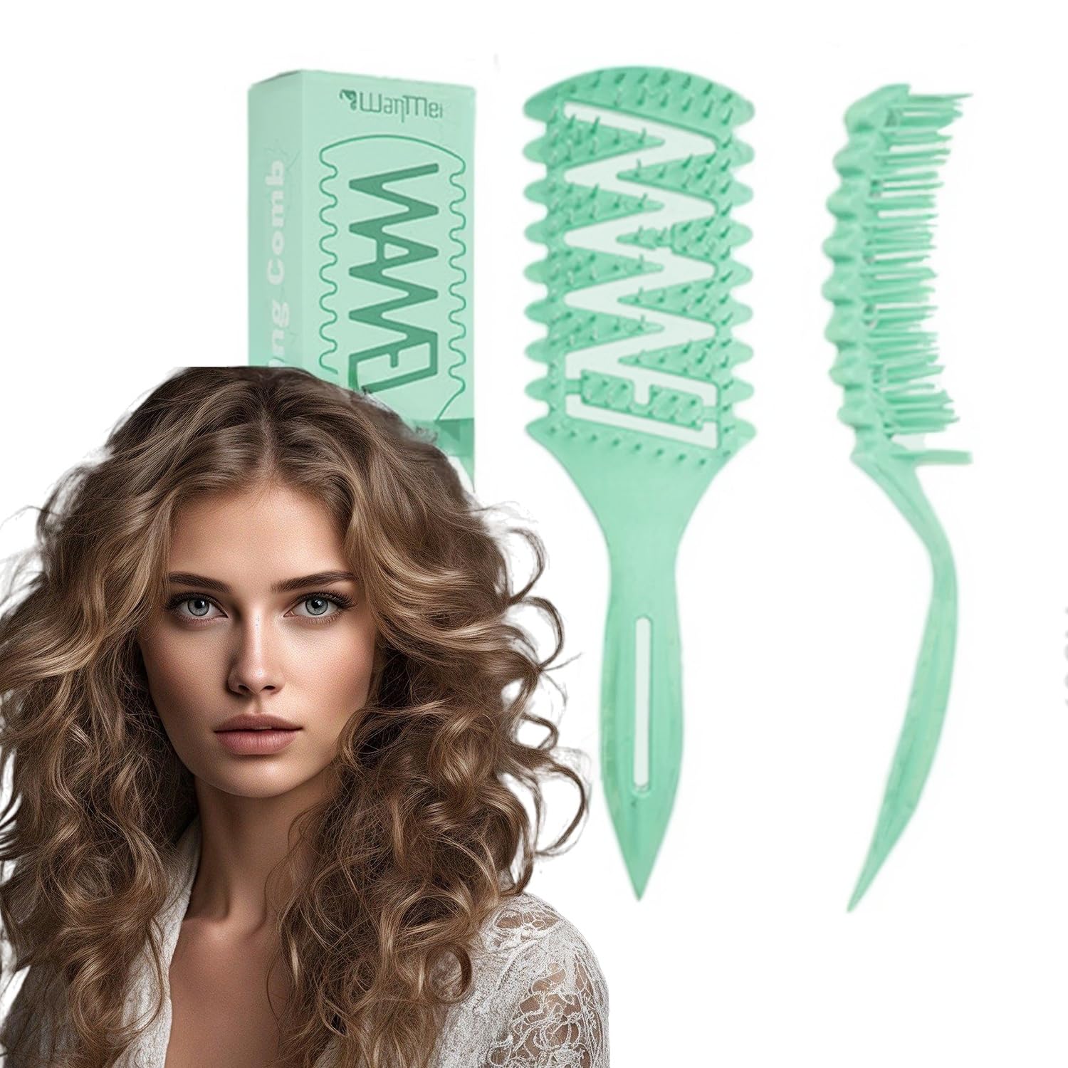 Curl Defining Brush?Curl Brush, 2025 Curl Defining Hairbrush for Curly Hair?Vented Hair Brush for Shaping and defining Curly Hair for Women & Men,1 Pack(Dark Green)