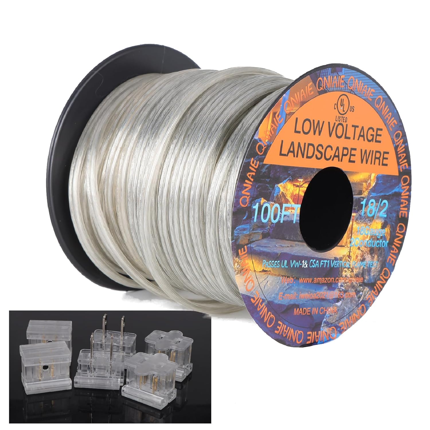 18 Gauge 2 Conductor Wire - SPT-2 White Wire 100FT 18 AWG Stranded Wire - Direct Burial Electrical Wire for Landscape Lighting