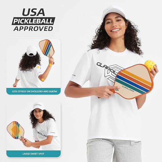 Pickleball Paddles Pickleball Paddles, 2 USAPA Approved Pickleball Rackets | 4, Fiberglass Surface and PP Honeycomb Core Handles, 4 Indoor/Outdoor Balls, 1 Pickleball Bag