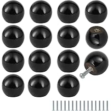 FoDau770 30pcs Black Wood Knobs, Round Ball Cabinet Knobs Vintage Drawer Pulls, Natural Wooden Cabinet Hardware for Furniture Drawer Dresser Wardrobe Cupboard - 1" Diameter