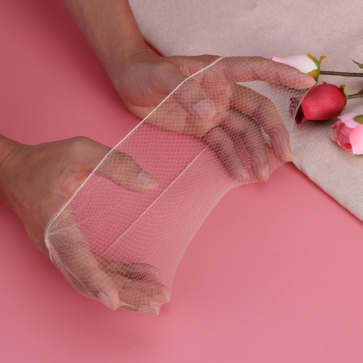 Elastic Mesh Hairnet, 100pcs Golden Cotton Fibers 50cm