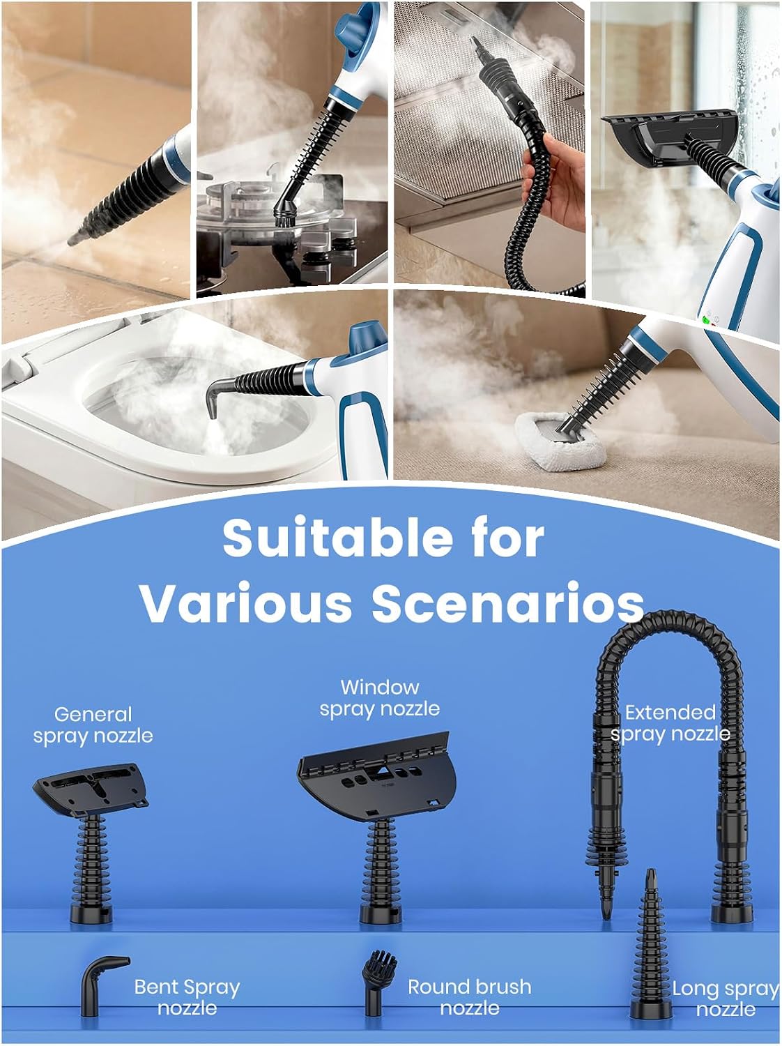 Handheld Steam Cleaner, 1050W Pressurised Steam Cleaner with 3.9 m Power Cord 3… thumbnail 6