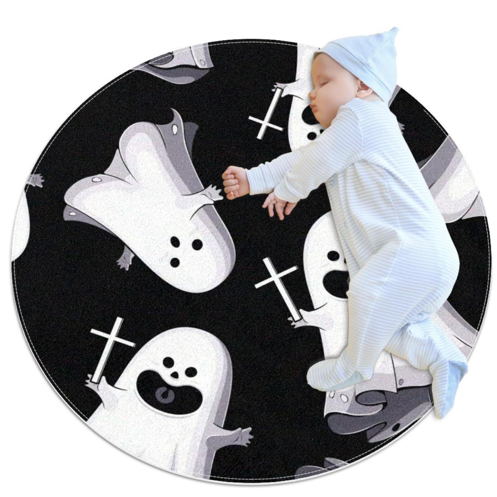 Tapis de salle de bain fantômes d'Halloween rond 1m antidérapant chambre