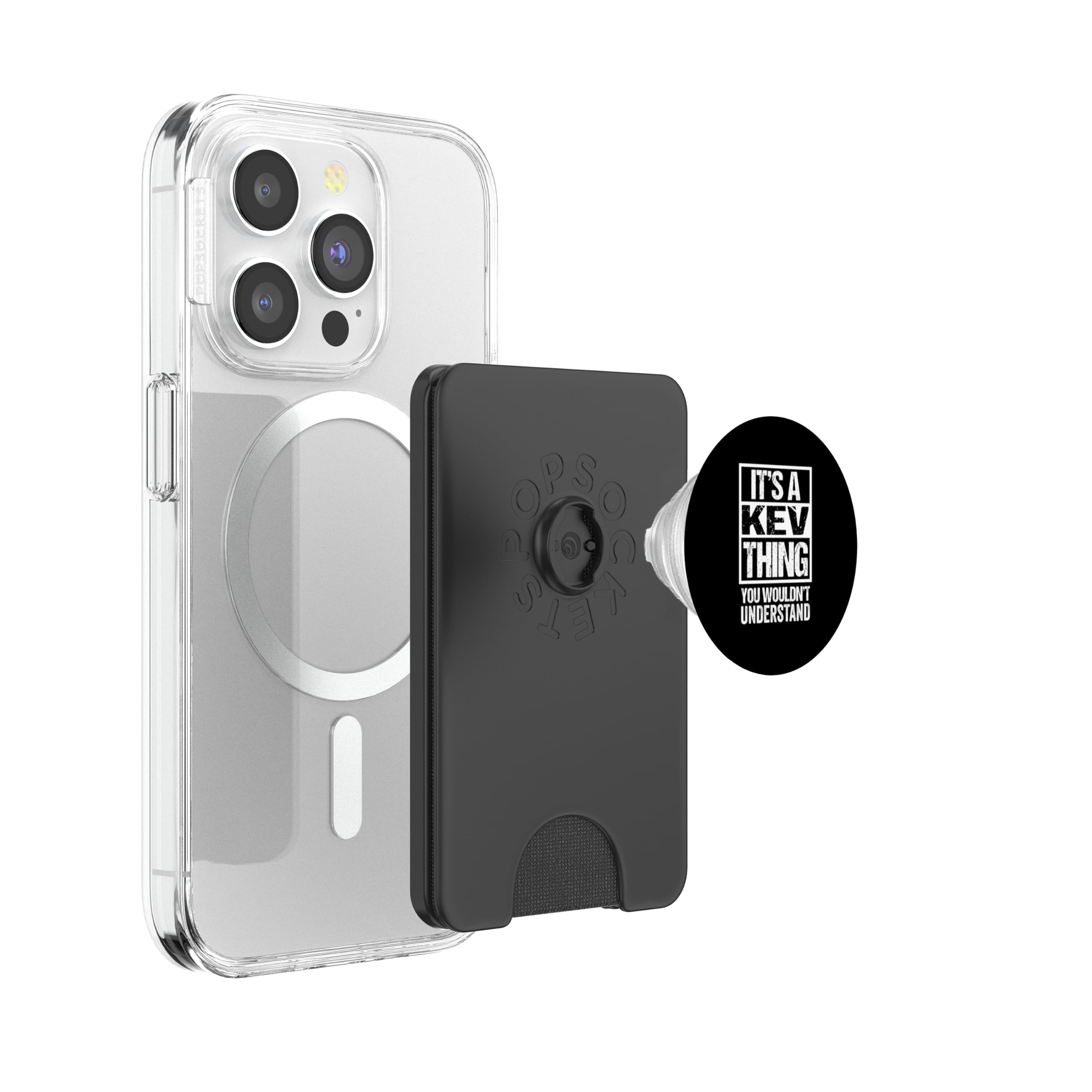 It's A Kev Thing You Wouldn't Understand First Name PopSockets PopWallet for MagSafe, Black - Image 3