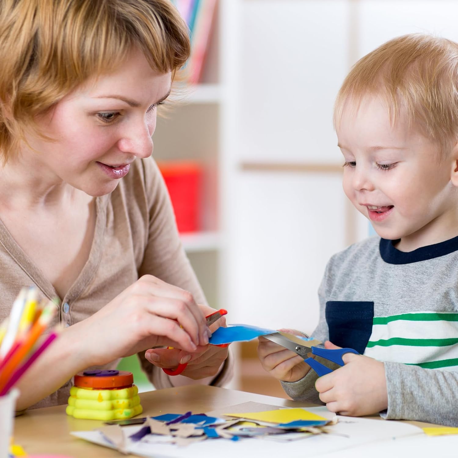 240 Pcs Kids Scissors Bulk for School 5'' Student Scissors Child Scissors Blunt Tip Safety Scissors Stainless Steel Paper Scissors for Kindergarten Primary Craft Project (240)