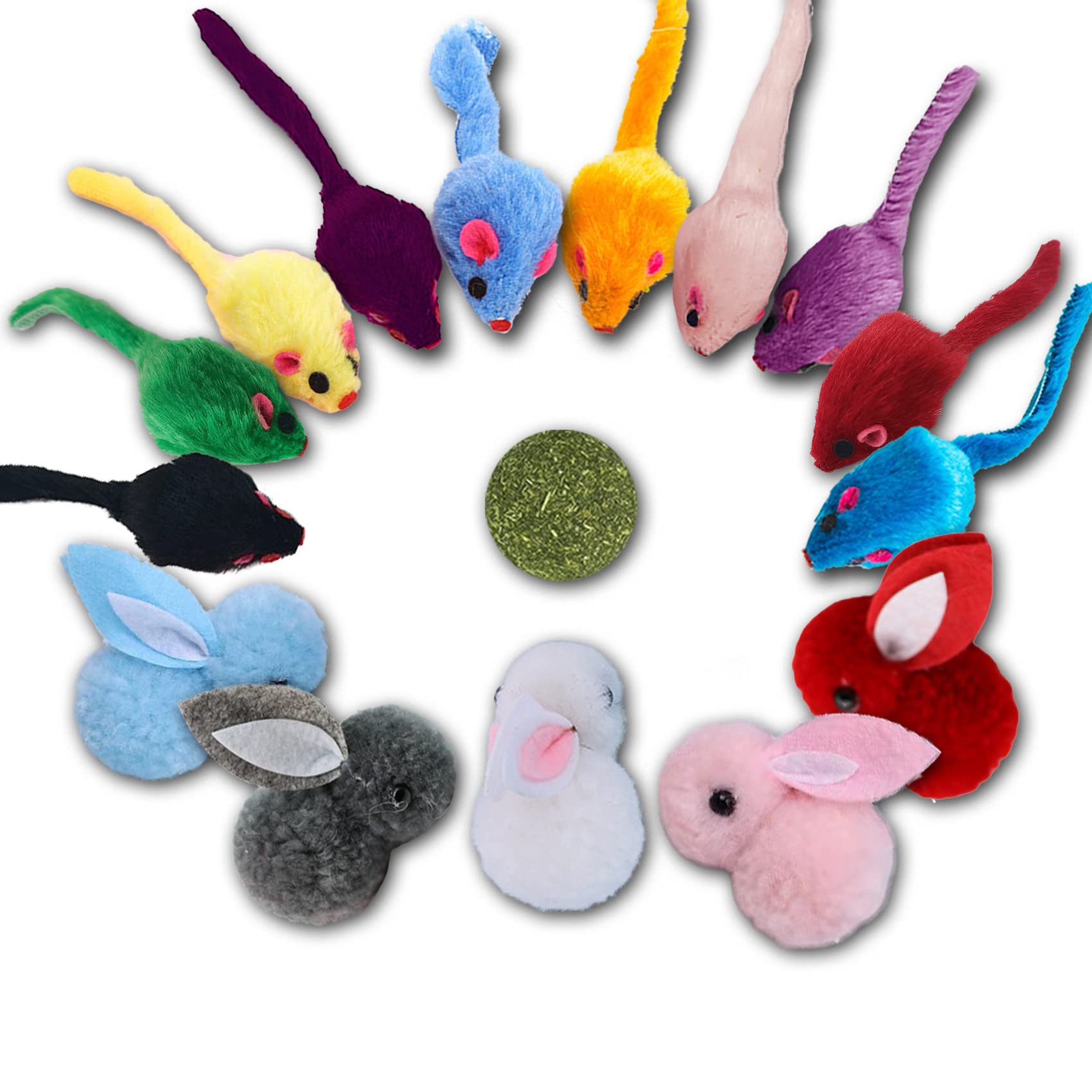 Furry Cat Toys Mice Rattle Interactive Mouse Toy for Indoor Cats Catnip Ball Pet Play Fur Ball Rabbit Assorted Color