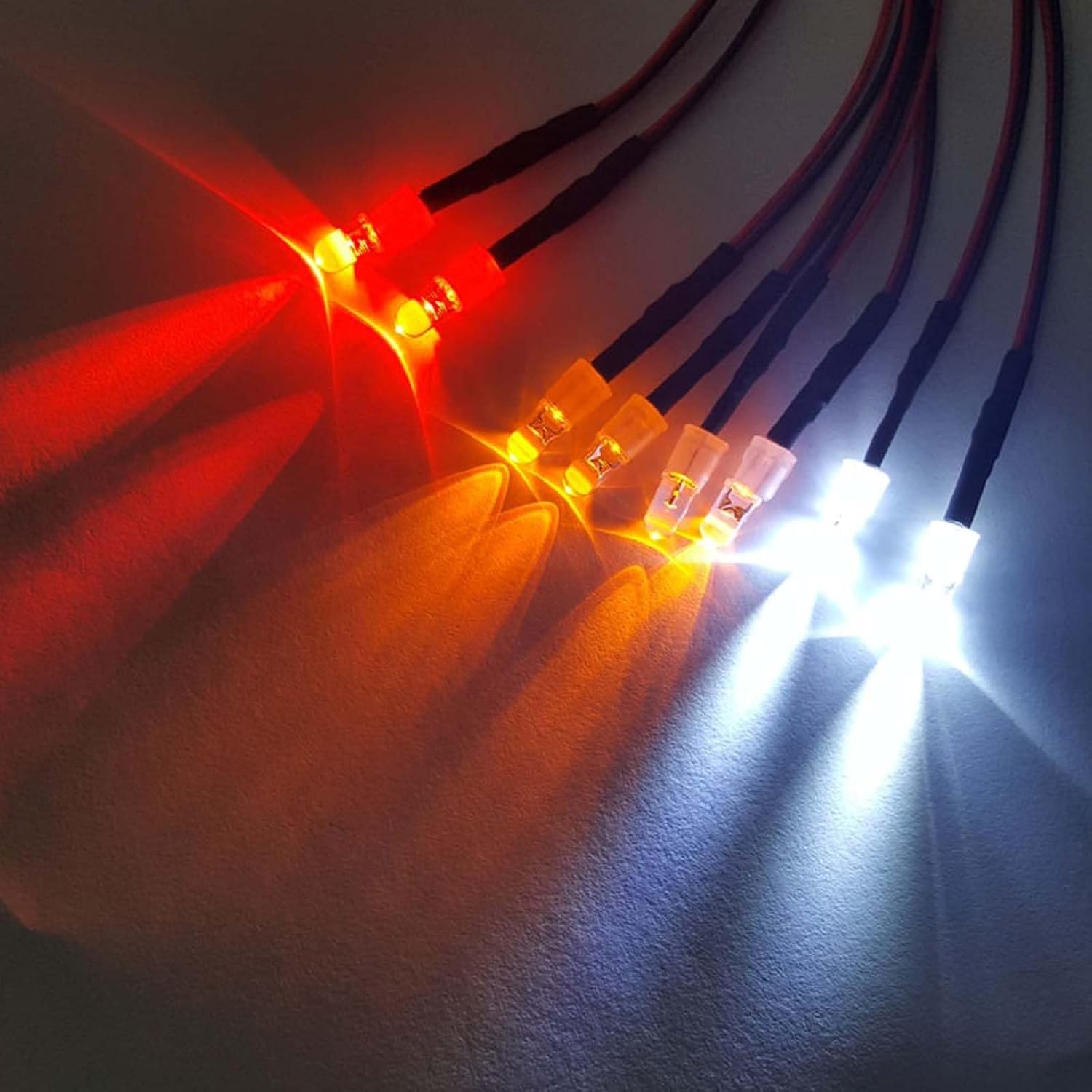 2-Pack 8Leds LED Light Headlights Lighting Taillight Kit Compatible with Traxxas HSP Tamiya Redcat RC4WD Axial SCX10 RC Car Truck Tank Crawler,Red Orange White Led