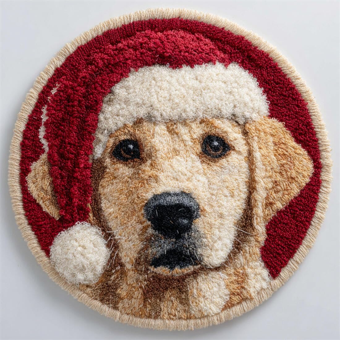 Rqwybcaxn DIY Latch Hook Rug Kit for Beginners Animal Crochet Starter Kit Cartoon Labrador 60x60cm Round Tapestry with Crochet Hook Bedroom Craft Gift