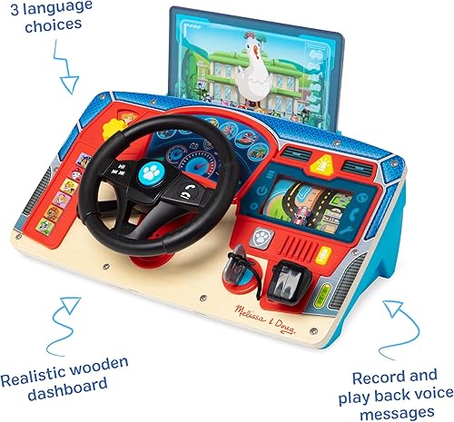 Miniatura 6 de Melissa & Doug Tablero de madera de la misión de rescate de la Patrulla Canina, juguete interactivo para volante de simulación, con luces y sonidos,