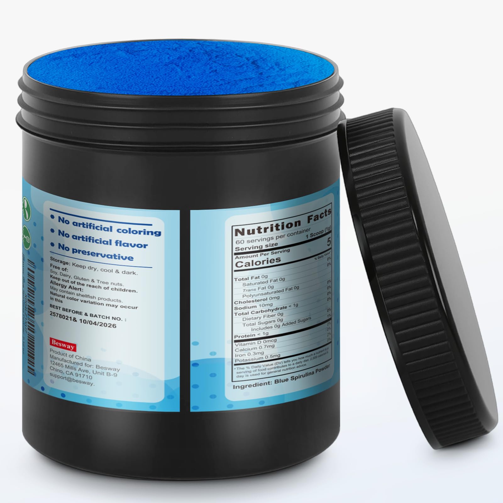 Chinese Blue Spirulina Powder 60 g Natural Blue Food Color — Amazon image 2