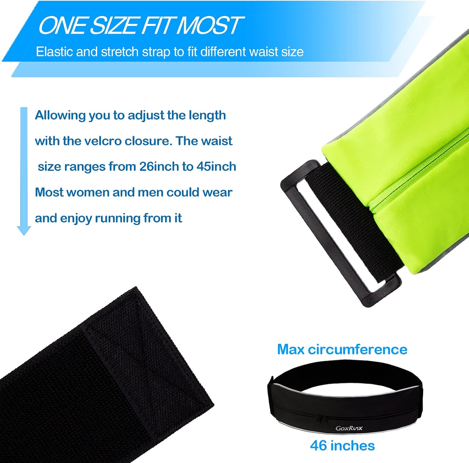 Running Belt for Women and Men, Waist Pack and Phone Holder Waistband for Running,Hiking,Traveling,Cycling, Runners Fanny Pack Money Pouch Case Fit All Phones (Included Sports Wristband)(Black) : Sports & Outdoors