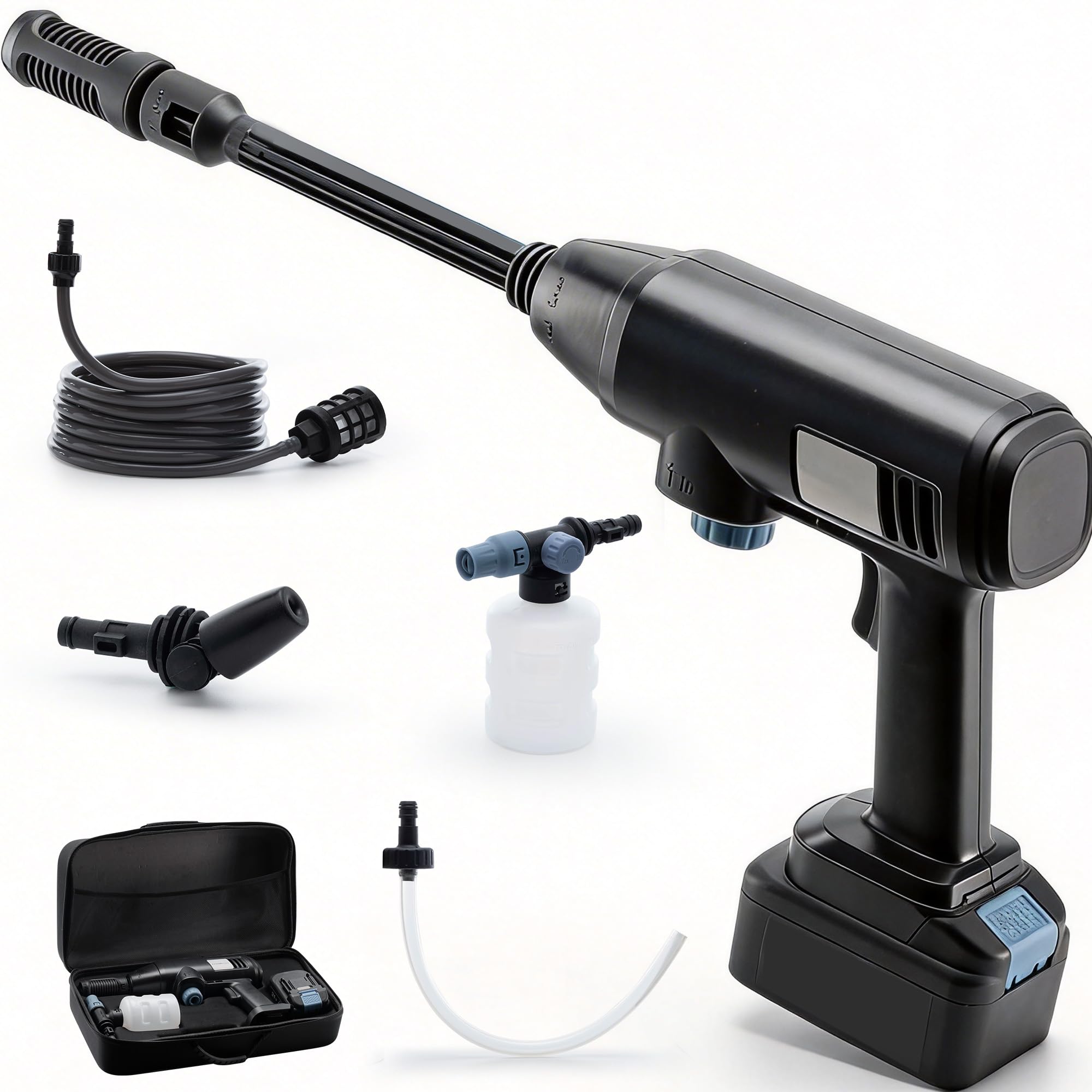 Cordless High Pressure Pressure Washer: Powerful Cleaning 50 Bar 5L/min with IPX7 21V 4.0Ah Battery - Adjustable Nozzle 360° 0-40° without Scales | for Car Home Outdoor