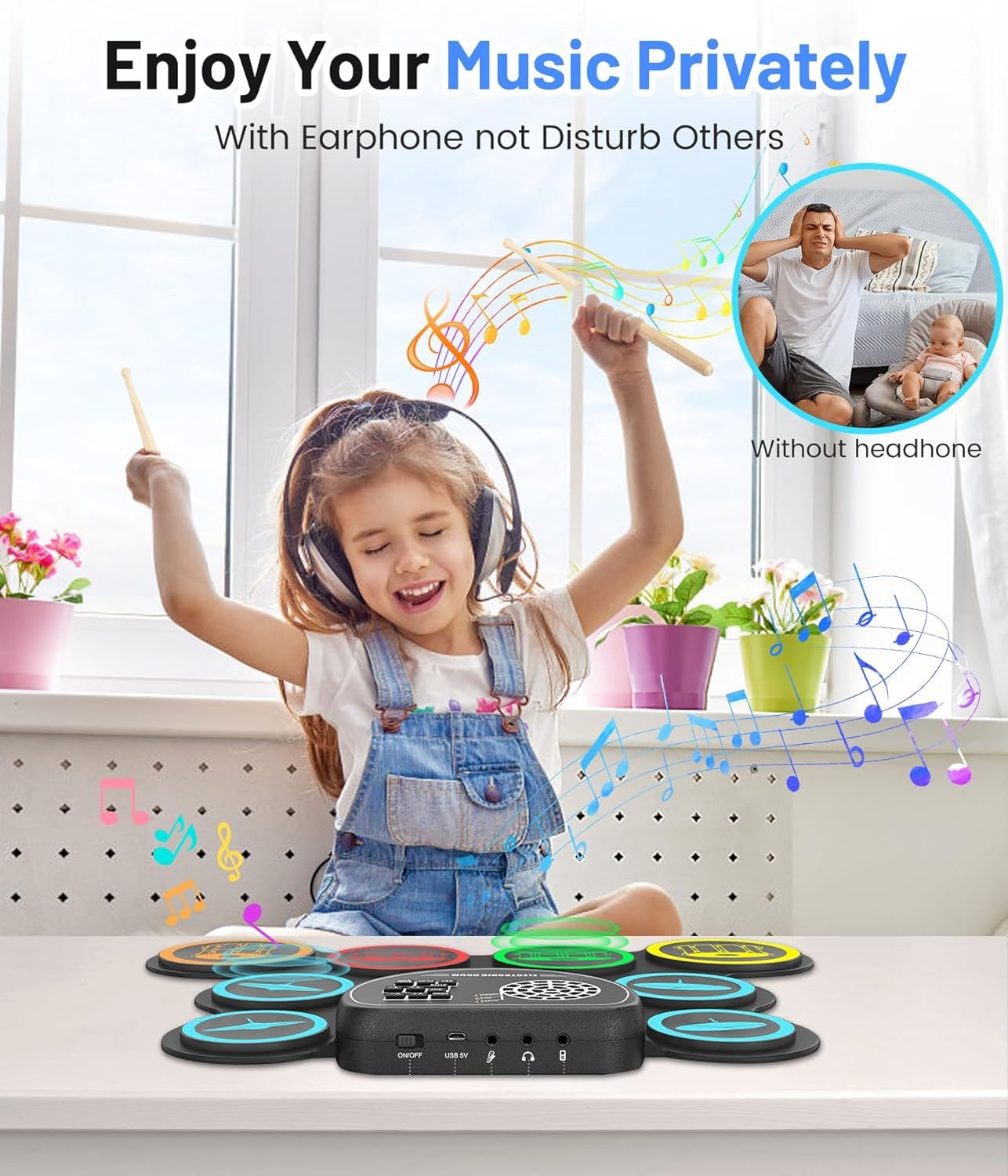 Sboet Electronic Drum Set - Kids Drum Kit with Headphones -6