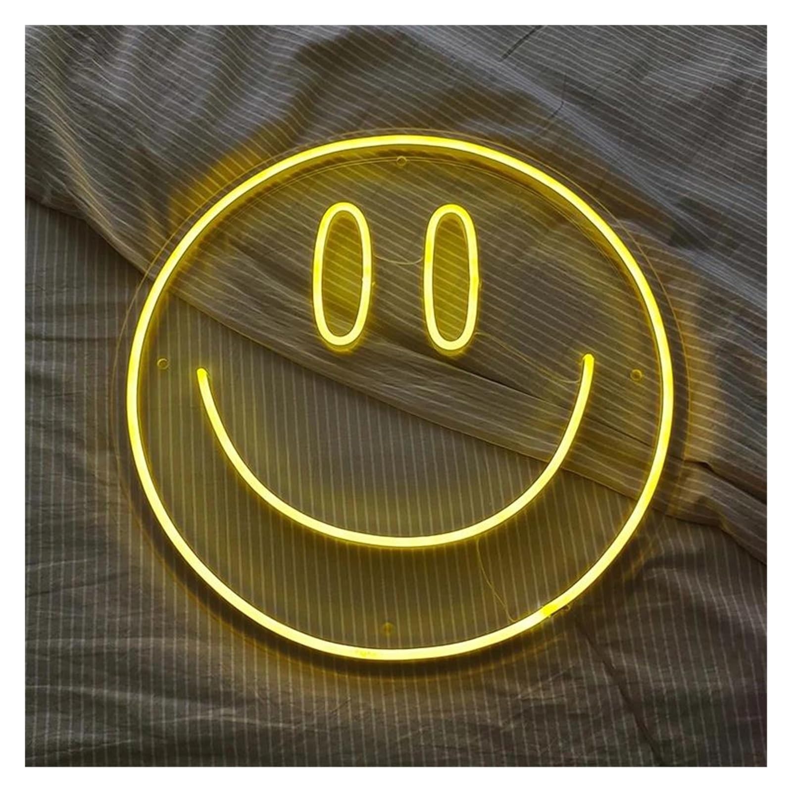 Lemst A Signs Lamp Smile Round Face Neon Signs Usb Powered Djustable Brightness Face Neon Lights, Suitable For Room Party Decor 25Cmx25cm(A)