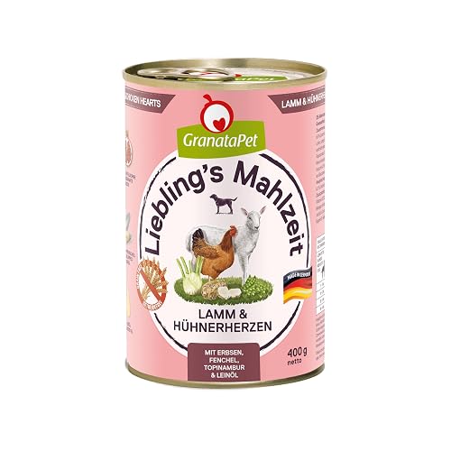 GranataPet Liebling's Comida de Cordero y corazón de Pollo, Comida húmeda para Perros