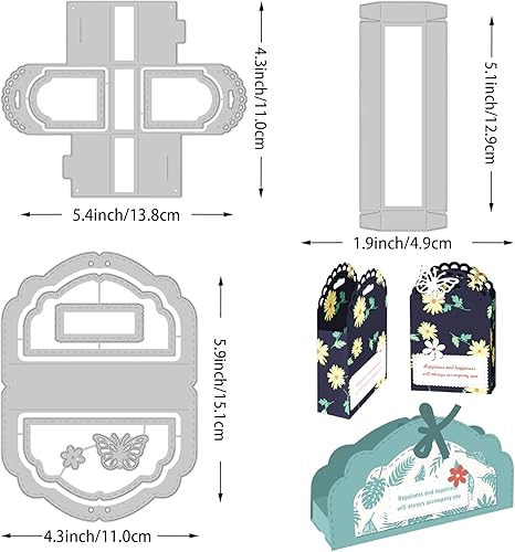 Miniatura 2 de BENECREAT 3 piezas de caja de regalo de acero al carbono, troqueles de corte de acero al carbono, cajas de regalo con troqueles de metal de mariposa