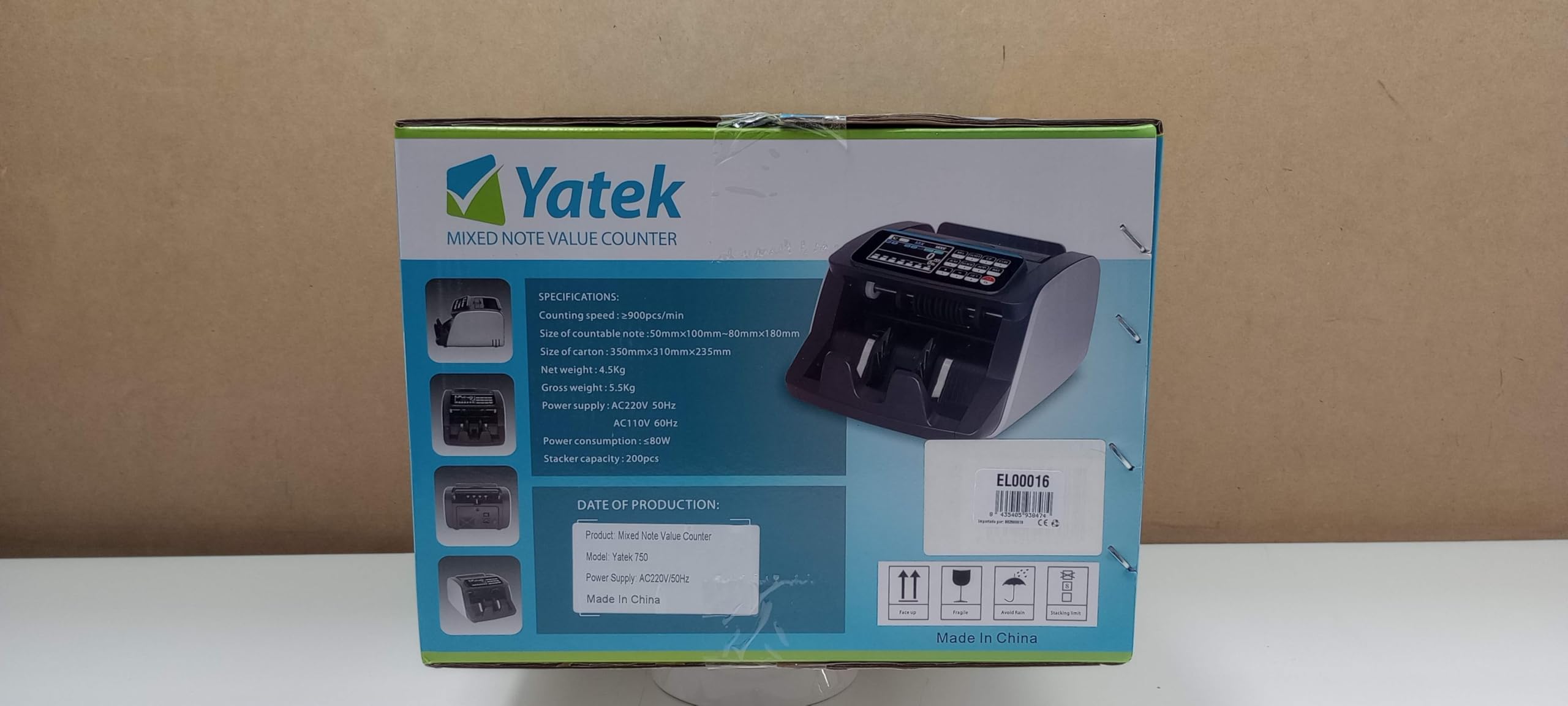 Contatrice di banconote Yatek YK-750, 4 metodi di rilevamento, MG, UV, IR, MT conta banconote automaticamente e manualmente con doppio schermo LCD