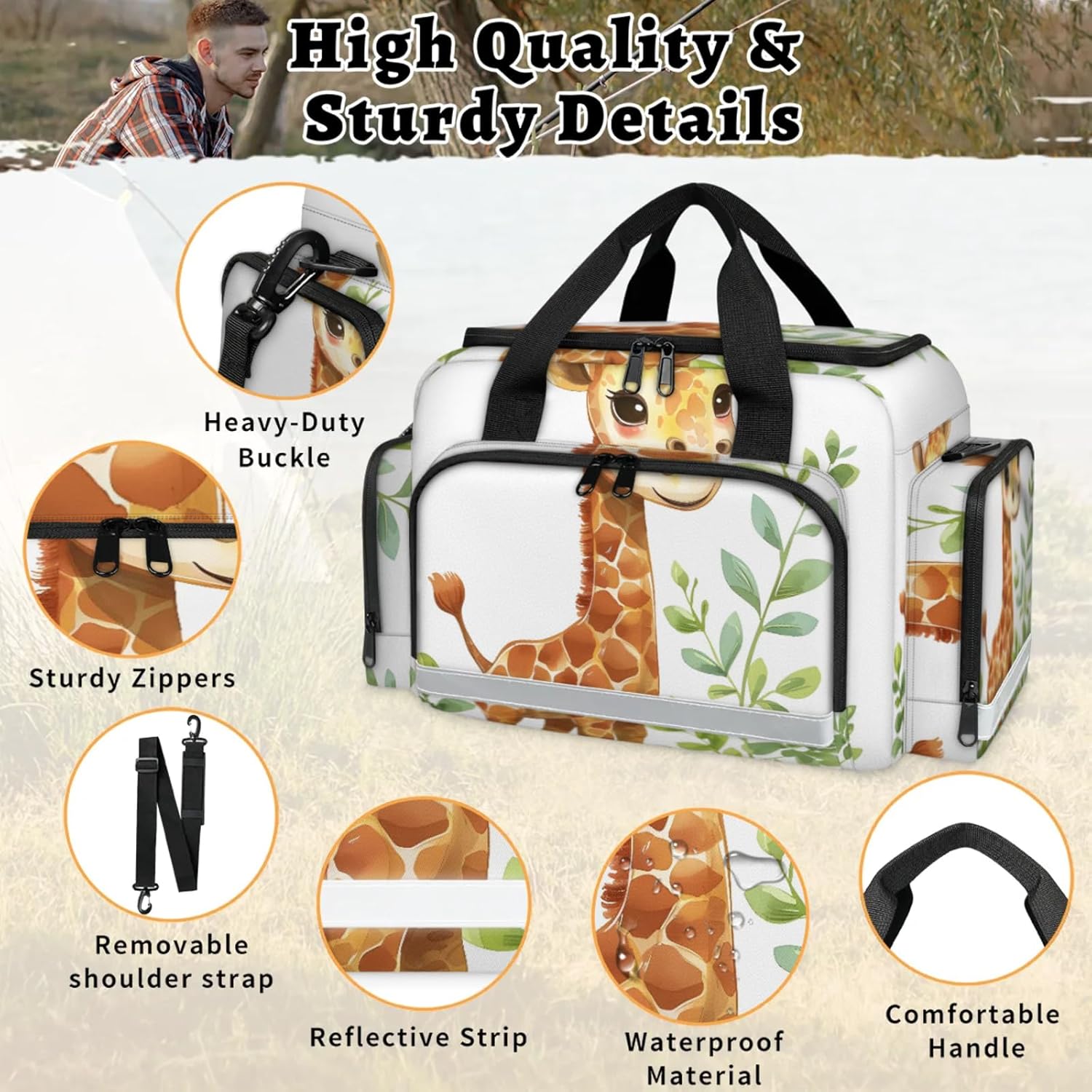 First Aid Bags Empty, Cute Giraffe Emergency Bag First Aid Kit Multiple Compartment Kit Carrier On Call Trauma Bag for Paramedics Emergency Medical Supplies Kit