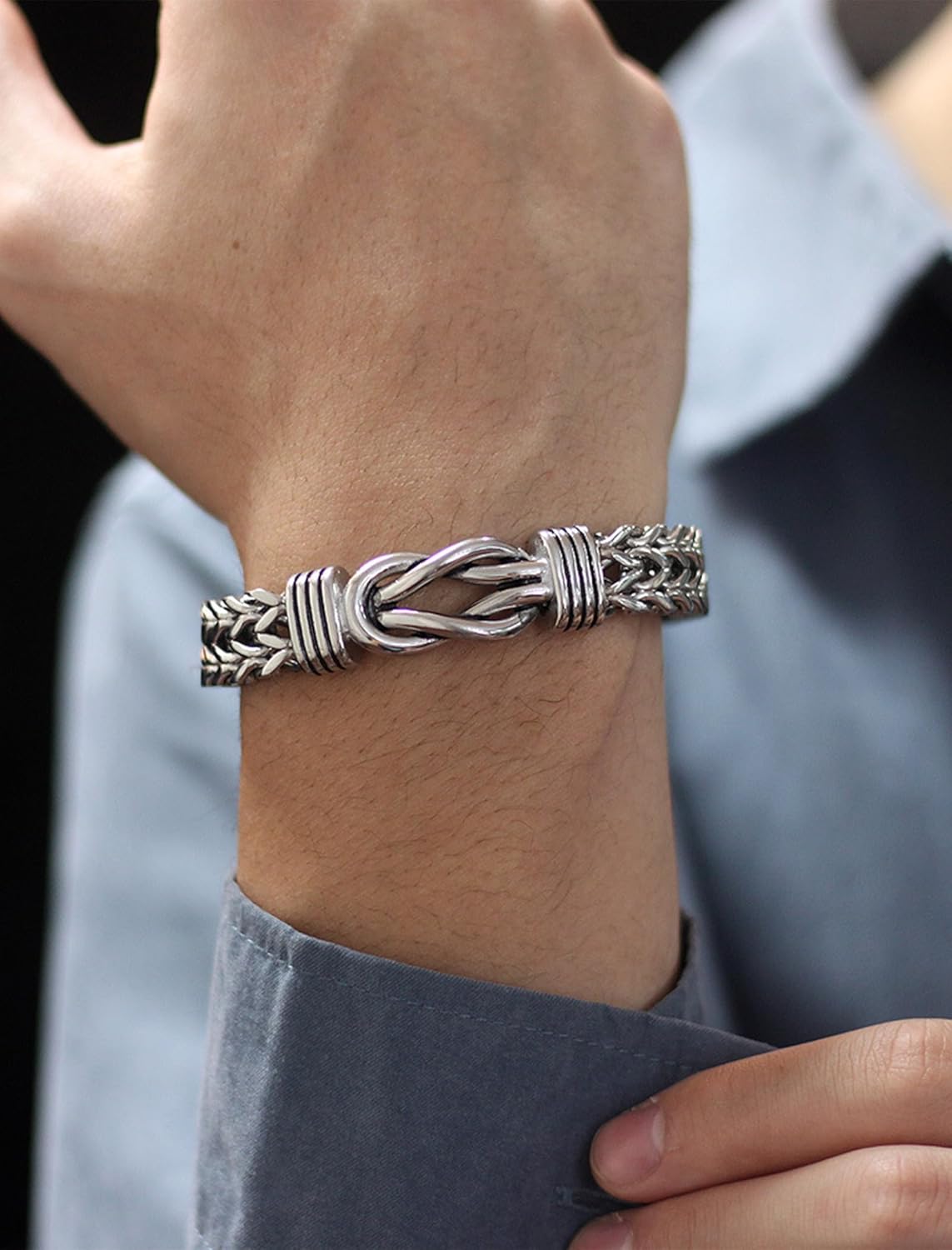 STARCHENIE Infinity Knot Bracelet 316L Stainless Steel Double Layer Braided Franco Chain for Men - Image 2