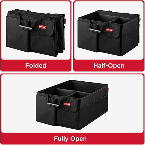 Miniatura 7 de Rubbermaid Organizador de coche, organizador plegable para maletero, organizador de almacenamiento de coche con múltiples compartimentos para