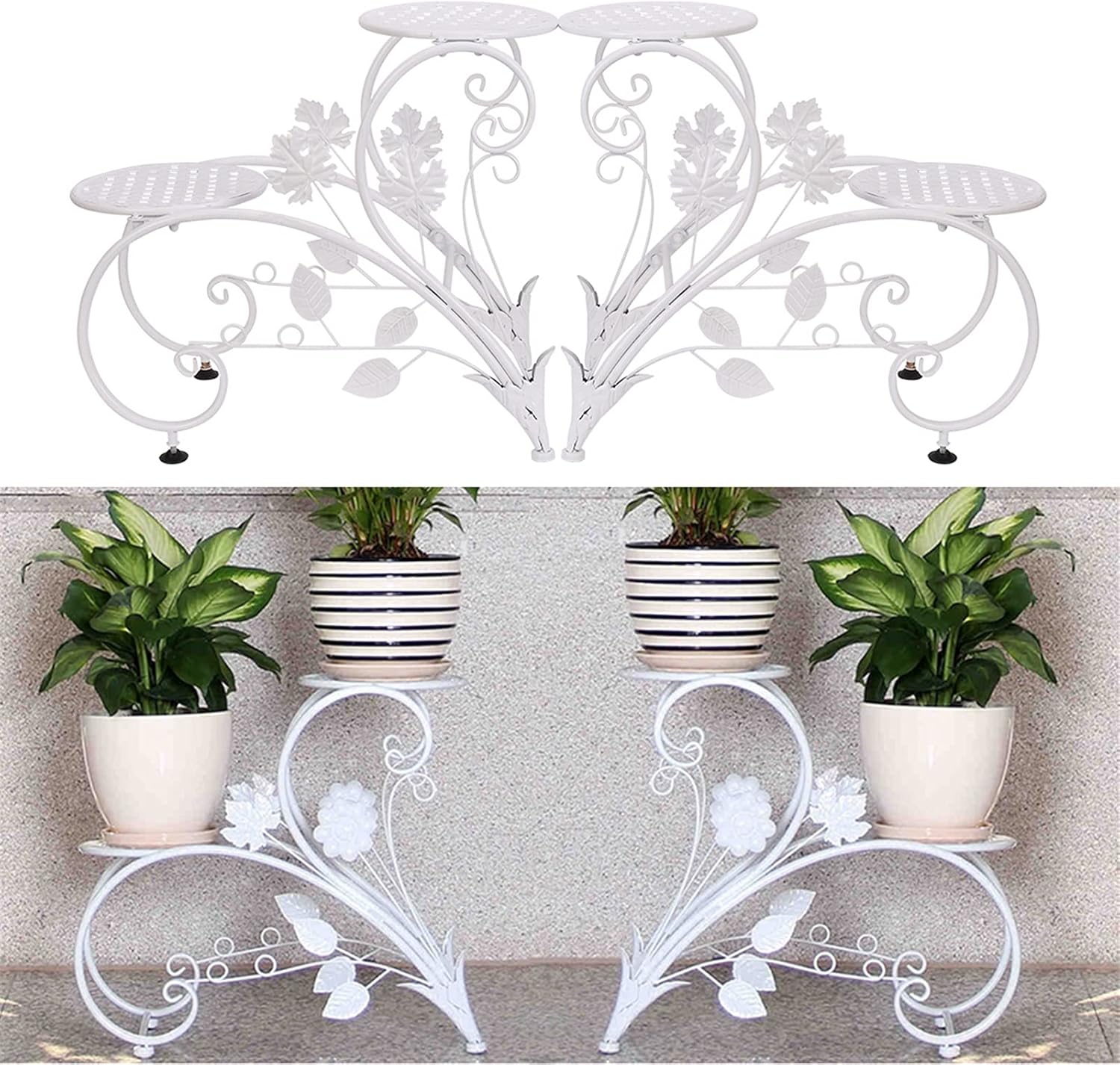 Flower Stand 2 PCS Classic Tall Plant Stand Art Flower Pot Holder Rack Planter Outdoor Indoor Patio Plant Stand