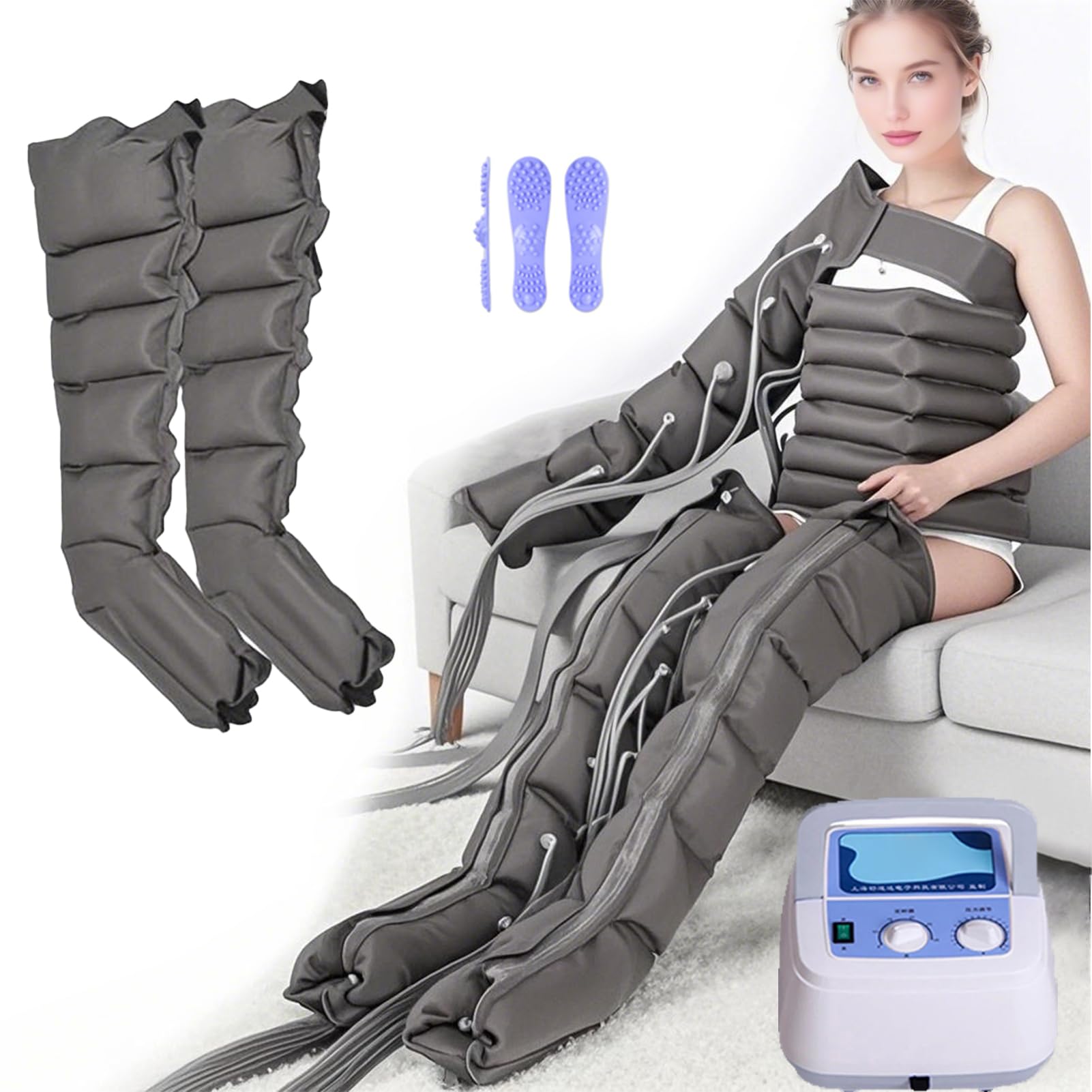Presoterapia Para Casa, Máquina Masajeadora De Piernas Con Compresión De Aire De 6 Cavidades, Botas Eléctricas De Recuperación De Compresión Cuerpo Completo Para Piernas, Instrumento De Relajación