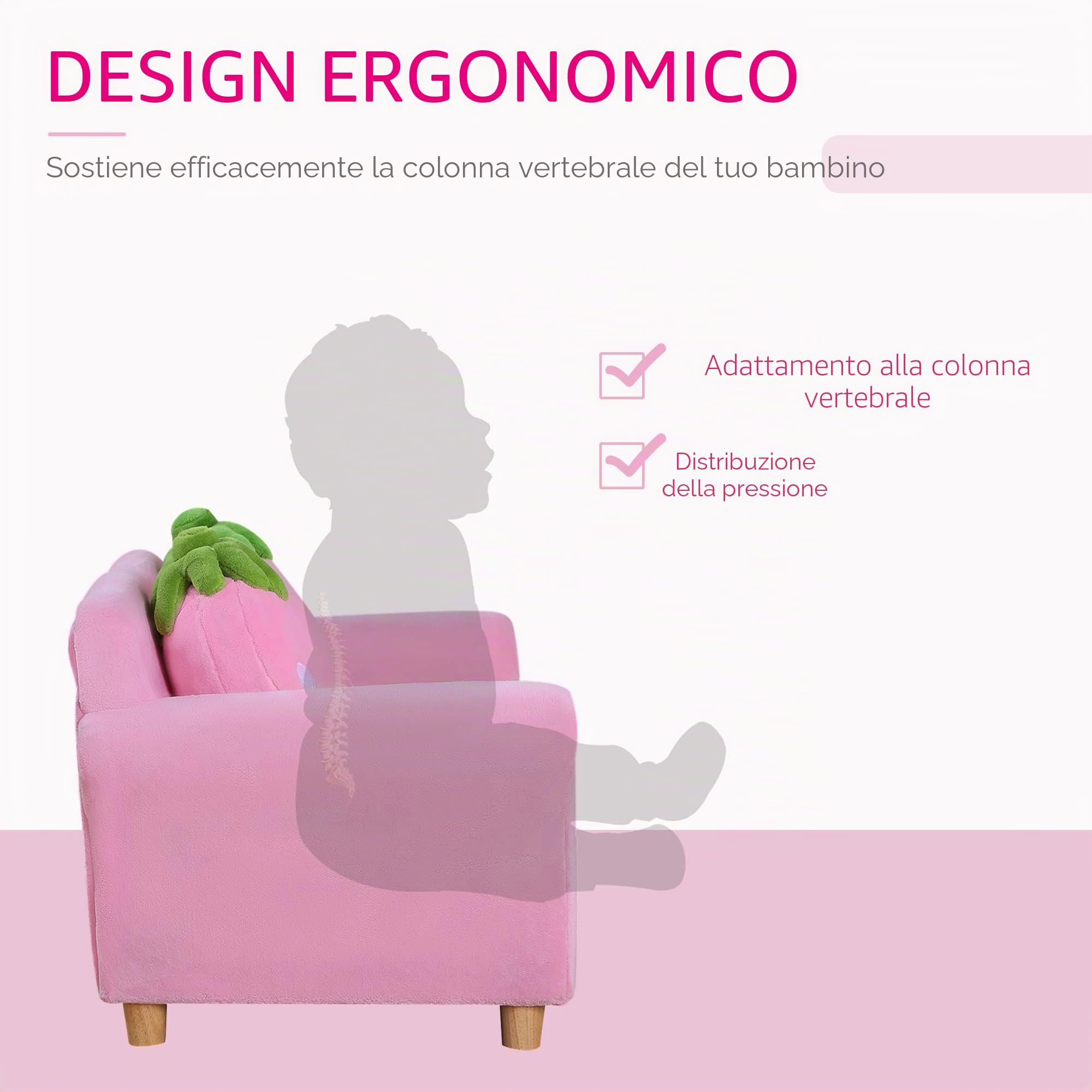 HOMCOM – 55 – 0014 bambini sedia/poltrona/divano/Bambini/doppio/singolo Soft NEU (fragola Sofa)