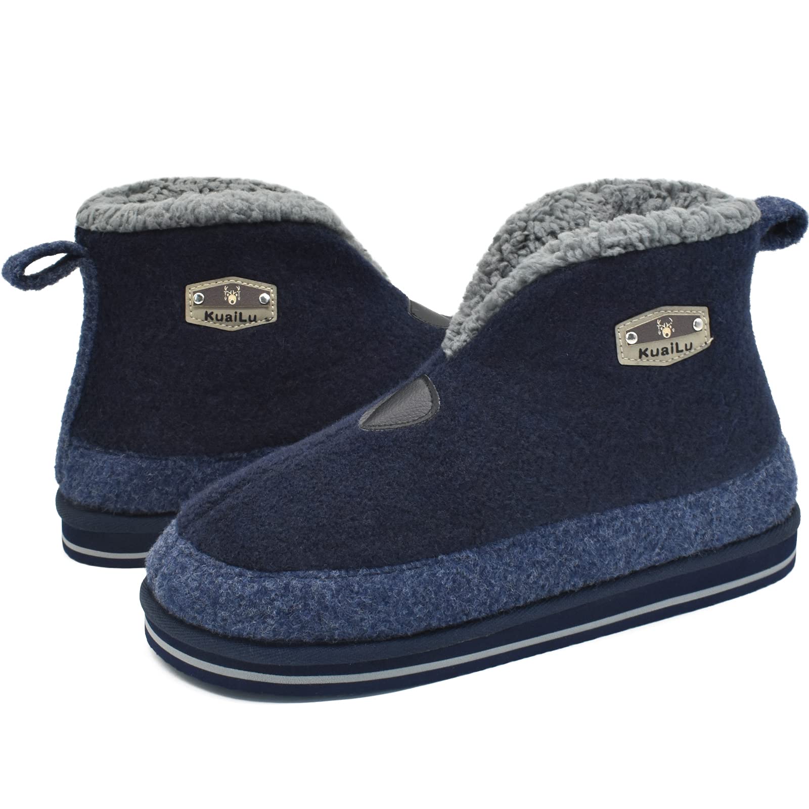 KuaiLu Pantofole Stivaletto Uomo Invernali Babbucce Calde Peluche Pelose Foderata Chiuse Pantofola Stivali Casa Comode Memory Foam Slippers con Indoor outdoor Antiscivolo Suola
