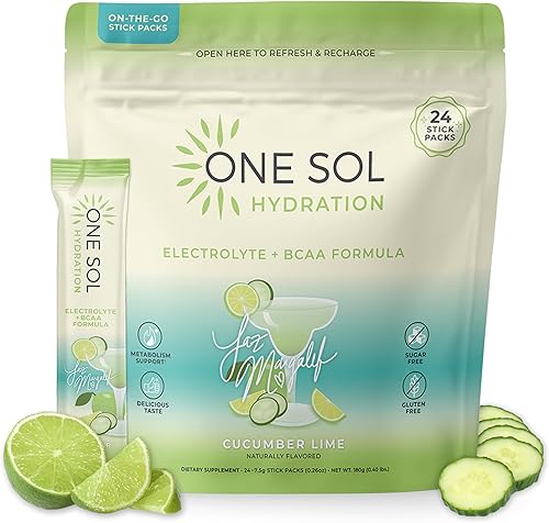 Miniatura 7 de One Sol BCAA y polvo de electrolitos para hidratación y energía, fórmula totalmente natural, 100% vegano, sin OMG, sin gluten y sin soja, promueve