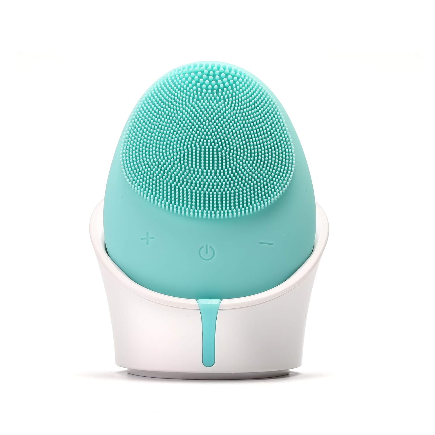 Sonic Facial Cleansing Brush Massager: Rechargeable Electric Silicone Exfoliating Face Brush (GREEN)