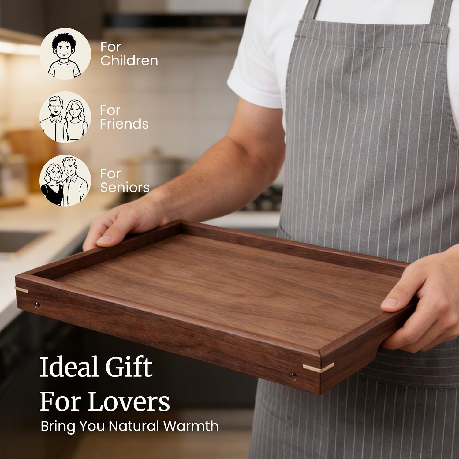 Fibogollo Walnut Wood Breakfast Tray, Folding Bed Tray Table