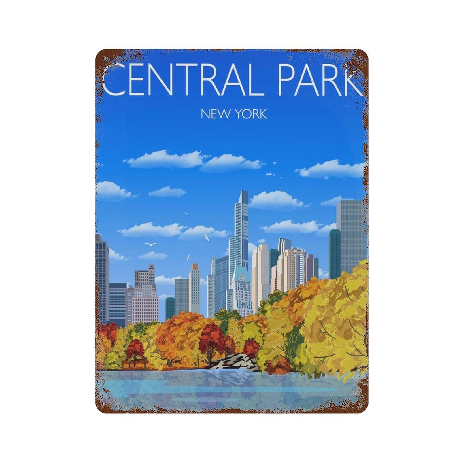 xiaoxiaoshen Travel of Central Park New York City USA Cityscape (2) Wall Decor Art Metal Tin Poster Modern Home Decor Art Home Bar Shop Decorations Vintage Sign 40x30cm