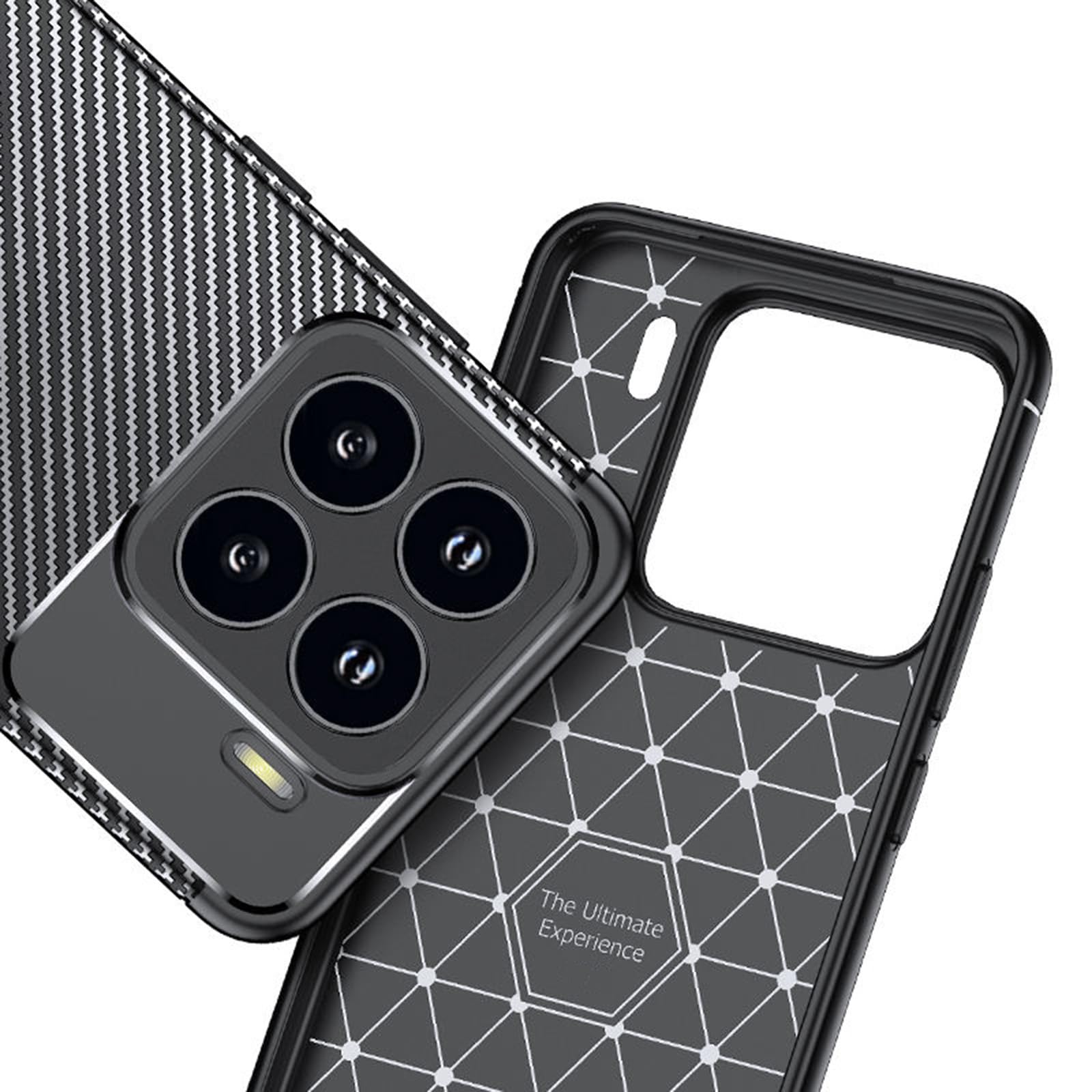 Hülle Für Xiaomi 15 Pro/15, Kohlefaser Texture Handyhülle Kameraschutz Dünne Weiche TPU Silikon Schutzhülle,Schwarz,15