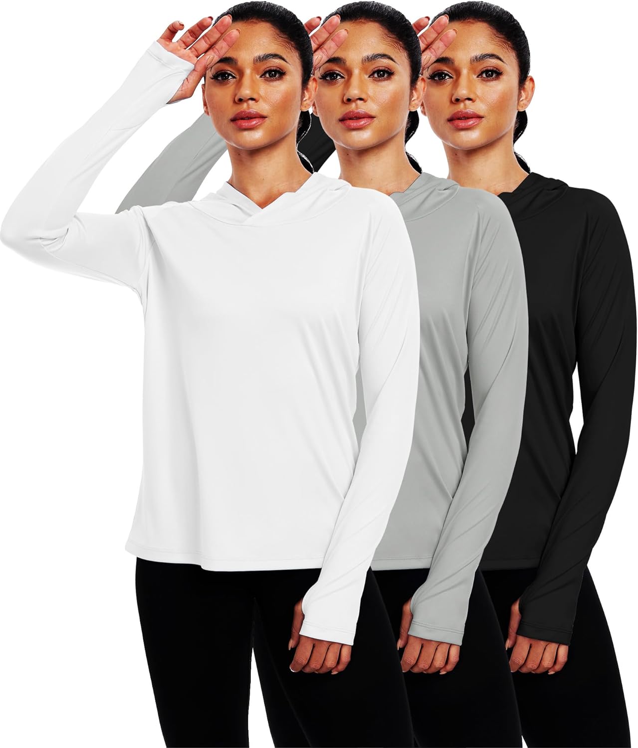 CADMUS Womens UPF 50+ Workout Long Sleeve Shirt Sun-Blocking Hoodies for Hiking Fishing with Thumb Holes